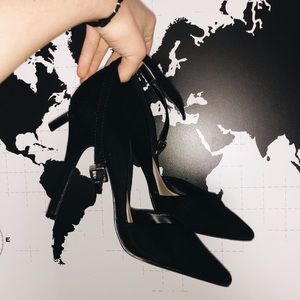 Black strapped heels